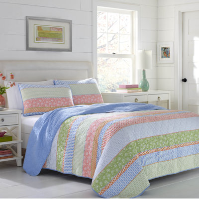 Charlie Multi-Colored 100% Cotton Reversible Quilt Set