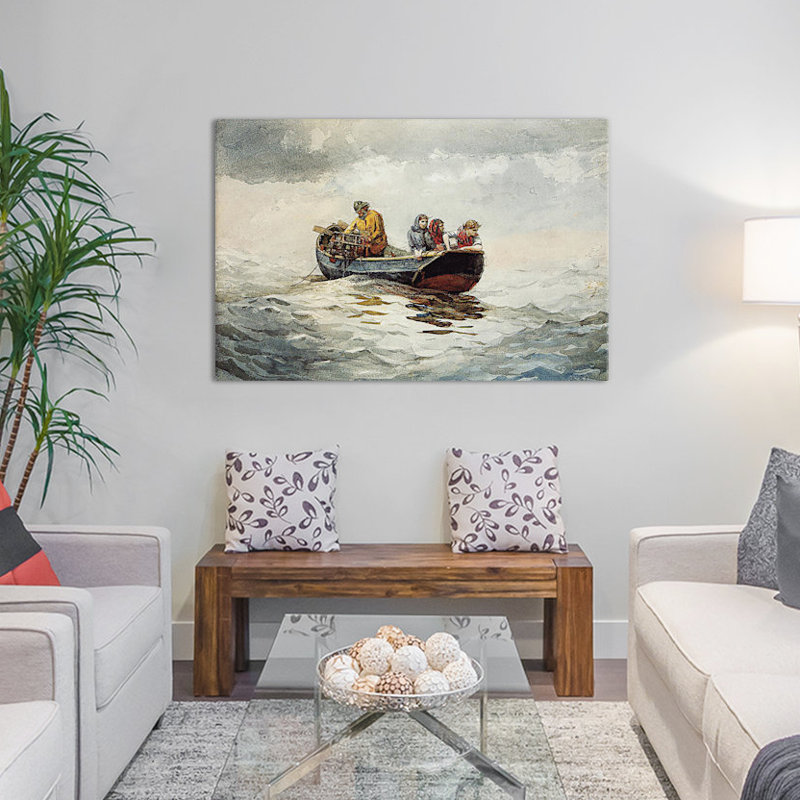 " Crab Fishing " by Winslow Homer, 12" H x 18" W x 1.5" D