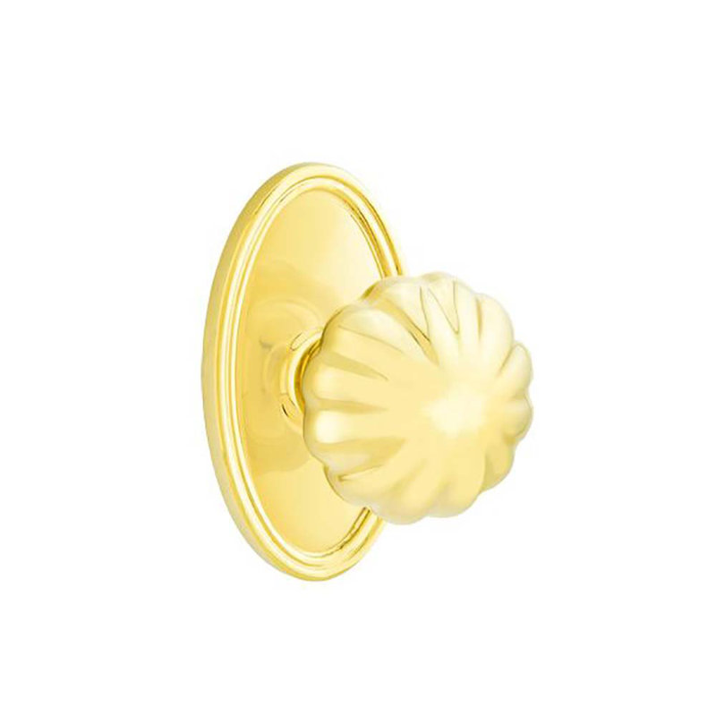 Ensemble de boutons de passage Emtek avec bouton ovale Roestte et Melon, Laiton poli