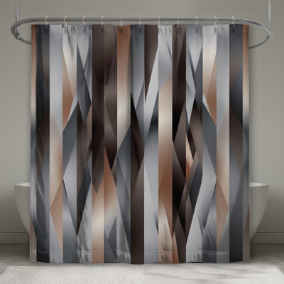 Bronze Silver Striped Shower Curtains Extra Long