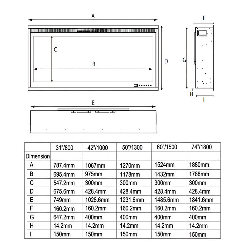Metro Lane Electric Fireplace with App Control and 13 Flame&Fuel bed Colors, 42.84 cm H x 127 cm W x 16.02 cm D