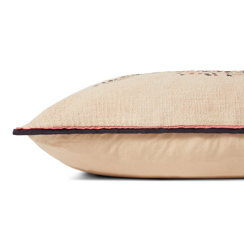 Ivory and Black Embroidered Cotton Kids Throw Pillow