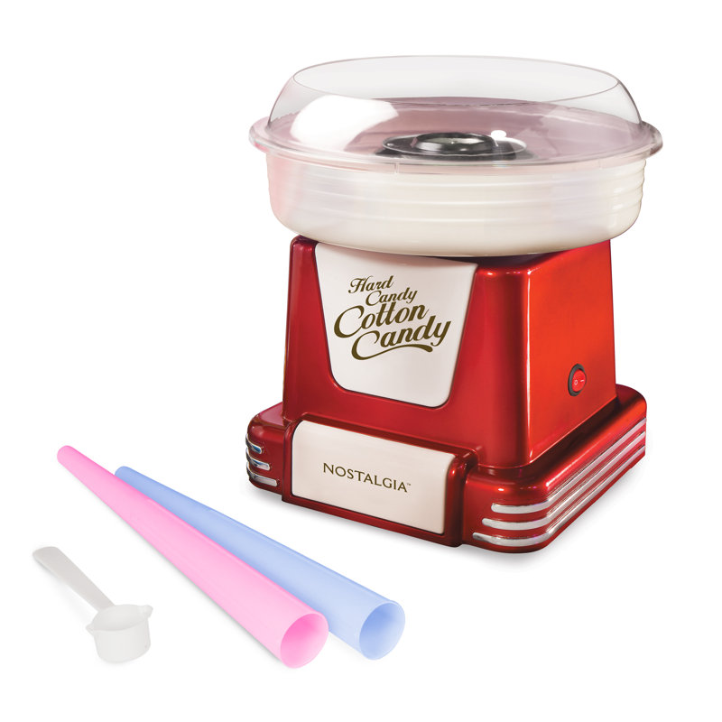 Nostalgia Retro Hard and Sugar Free Candy Countertop Original Cotton Candy Maker, Includes 2 Reusable Cones and Sugar Scoop