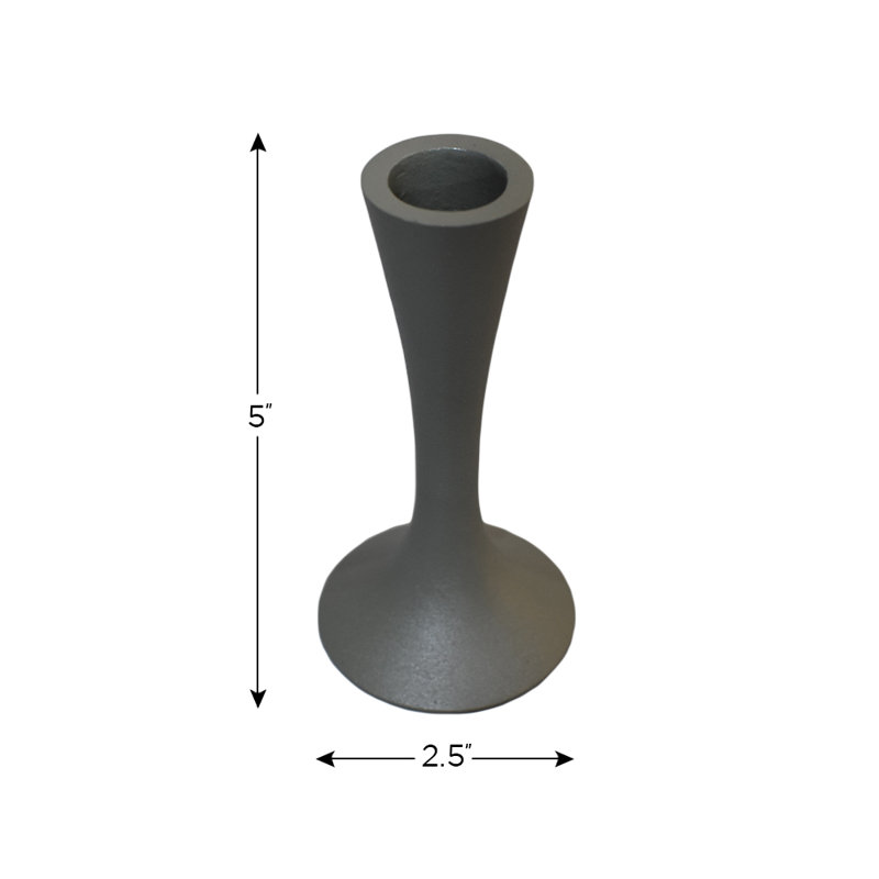 Bougeoir de table en aluminium, gris, H 5 po x l 2,5 po x P 2,5 po