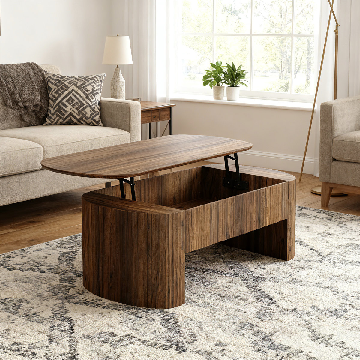 Latitude Run® 47-Inch Lift Top Coffee Table With Hidden Compartment And ...