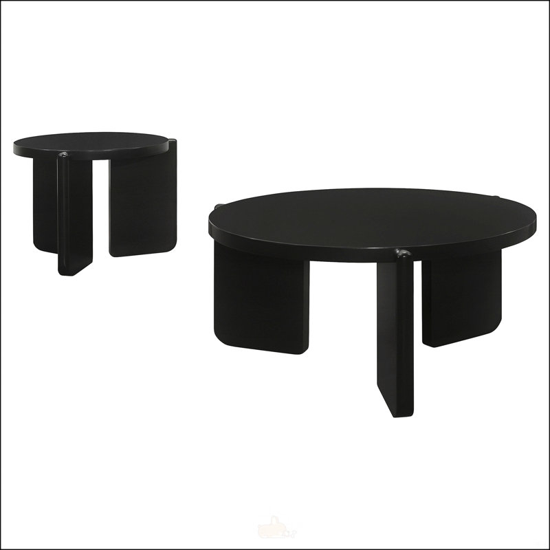 Ensemble de table basse et de table de bout noir 2 pièces Lansing, parfait pour la vie moderne avec un design élégant et une fabrication durable.