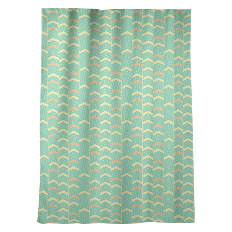 Panneau de rideau simple occultant et isolant avec passe-tringle en ligne à chevrons Stephenie, Vert / orange / jaune