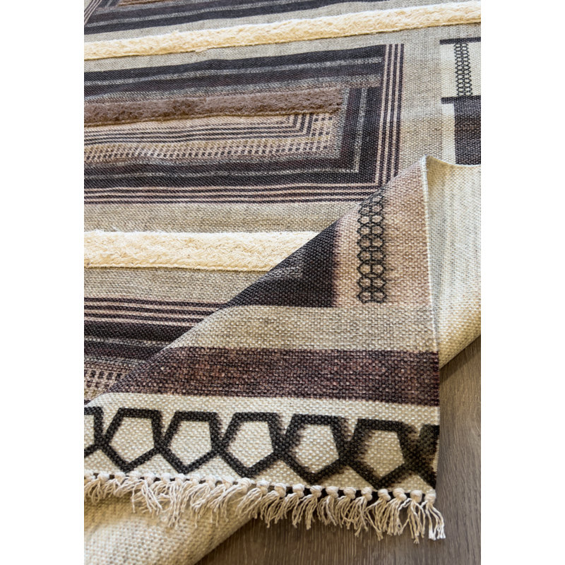 Tapis intérieur / extérieur en coton Iyleen, Rectangle 5 pi 1 po x 7 pi 7 po