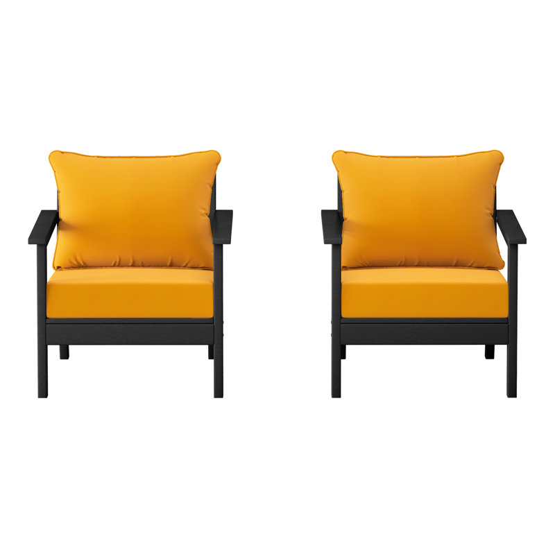Chaise profonde avec coussins (ensemble de 2), Jaune, Noir
