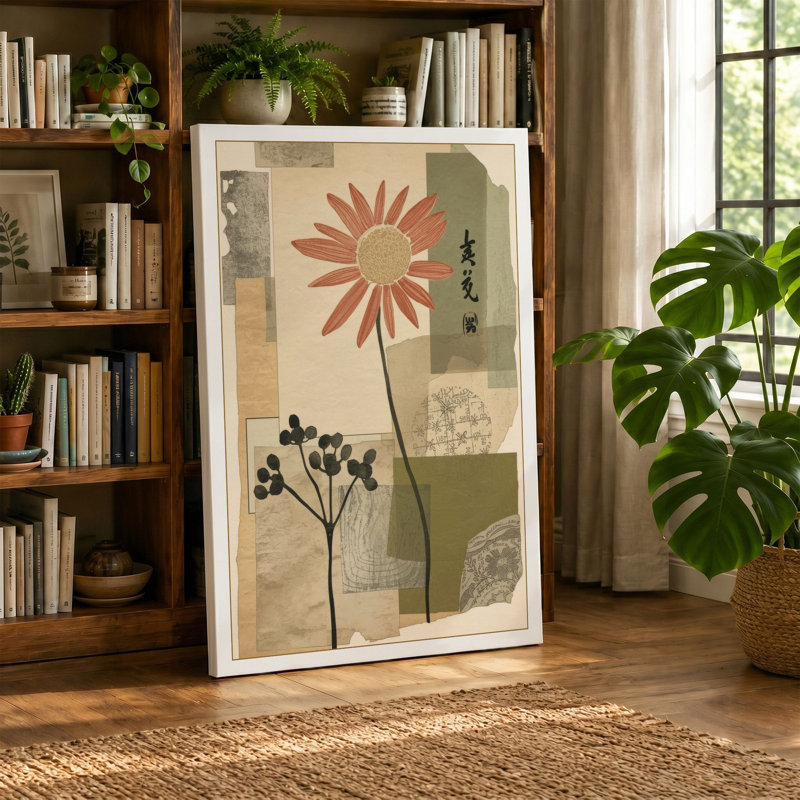 Collage Botanical - Wrapped Canvas, 24x16 - 61.0 x 40.6 cm, Teal Border