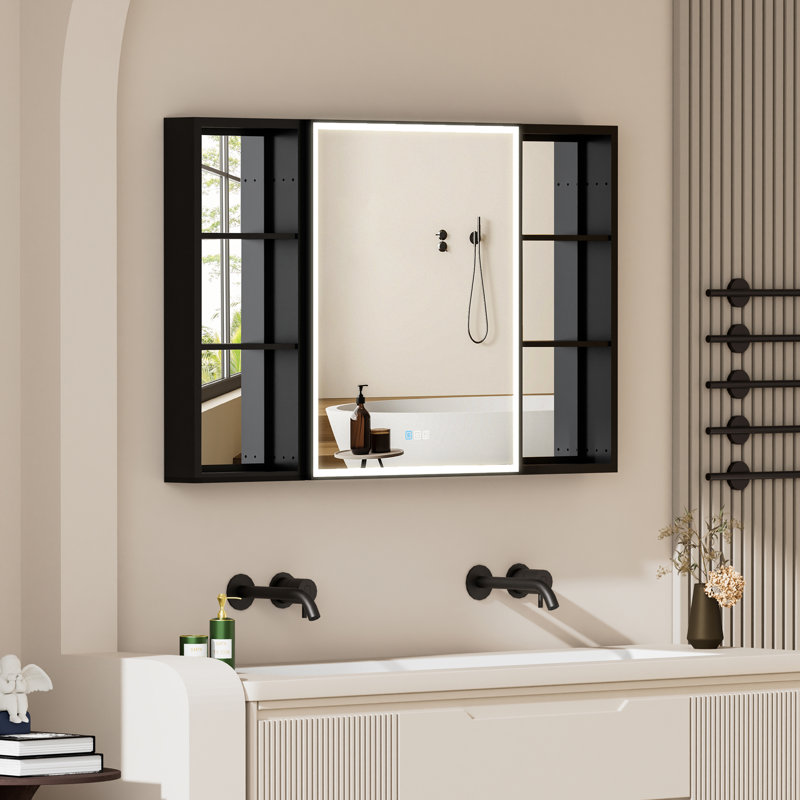 Armoire murale à miroir encastrée ou à fixation murale en surface 30 po Jasamine, H 30 po x l 48 po x P 4,63 po, Droite