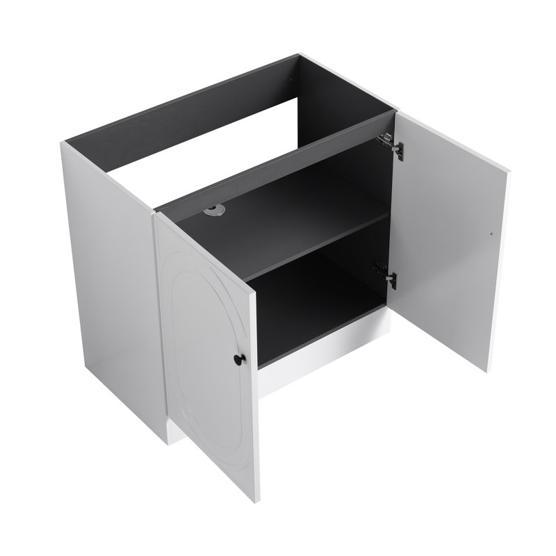 Meuble-lavabo autoportant 36 po avec portes à fermeture douce, base de rangement en contreplaqué blanc