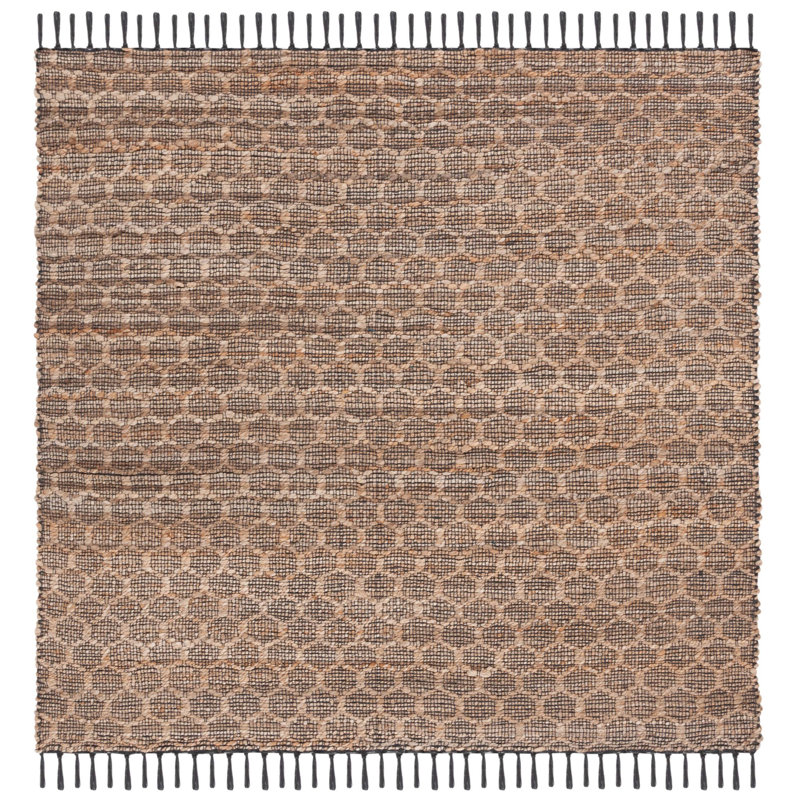 Glenville Hand Woven Jute/Cotton Geometric Rug in Tan, Square 6'