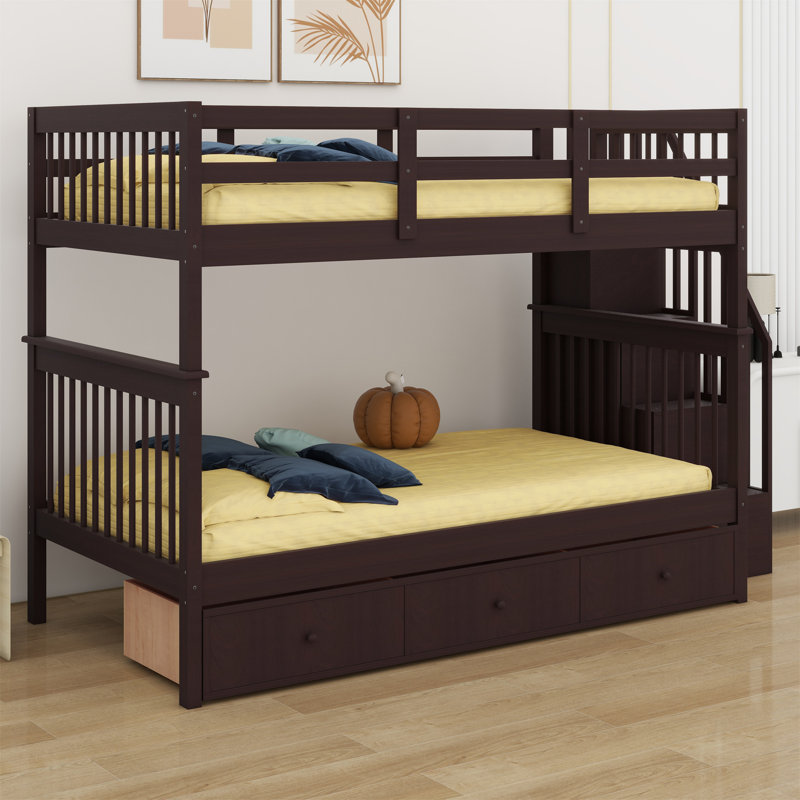 Lit superposé avec trois tiroirs pour la chambre à coucher, Espresso
