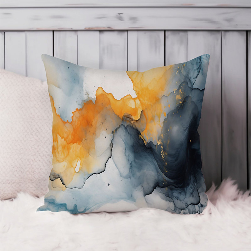 Abstract Waves Paint Brush Strokes Modern, 20"H x 20" W