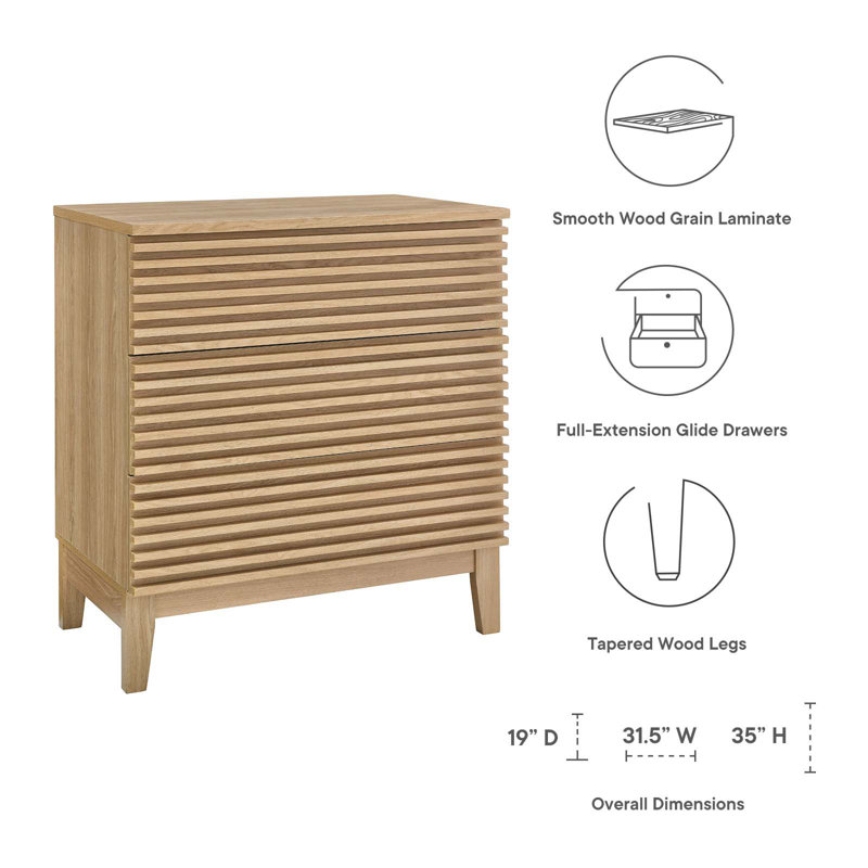 Oak Mid-Century Modern 3-Drawer Bachelor's Chest