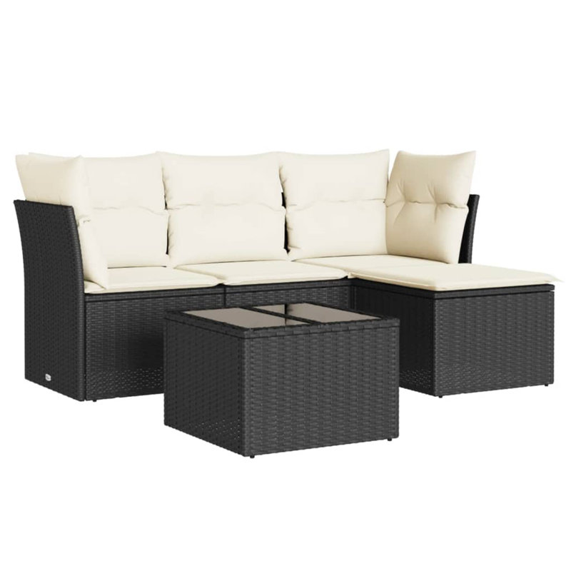 Vidaxl Garden Sofa Set  PE Rattan, Powder-Coated Steel, Tempered Glass