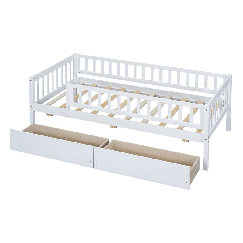 Daybed Wood Bed With Two Drawers, Twin, White