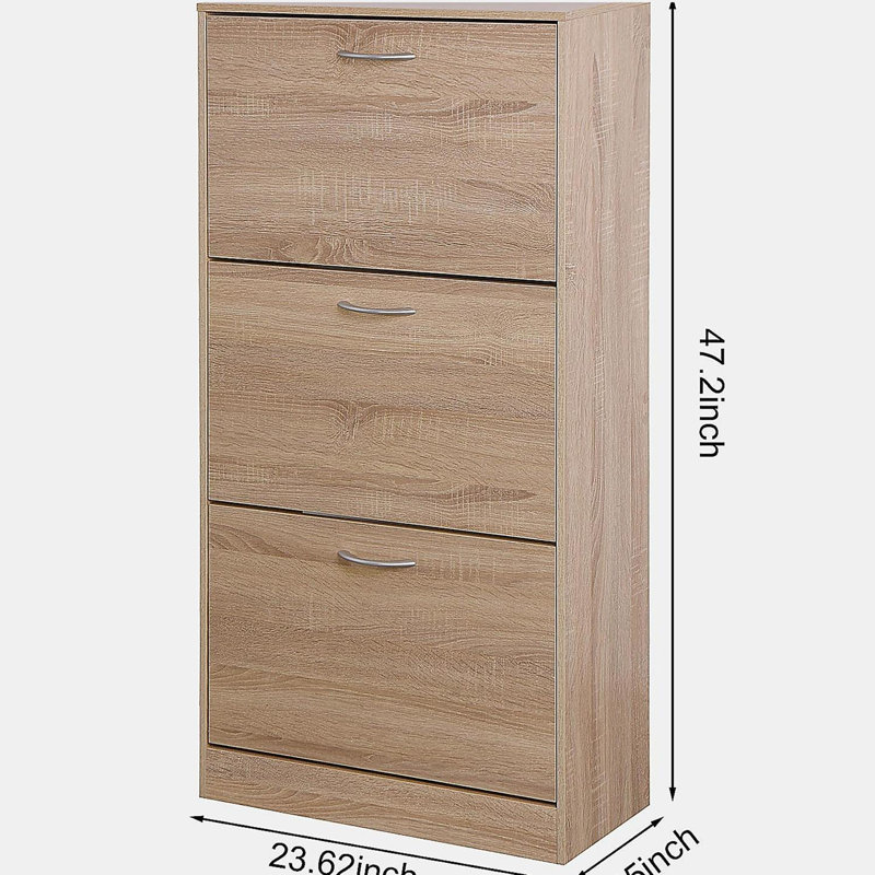 Armoire de rangement pour chaussures à 3 tiroirs, range-chaussures en bois à 3 niveaux