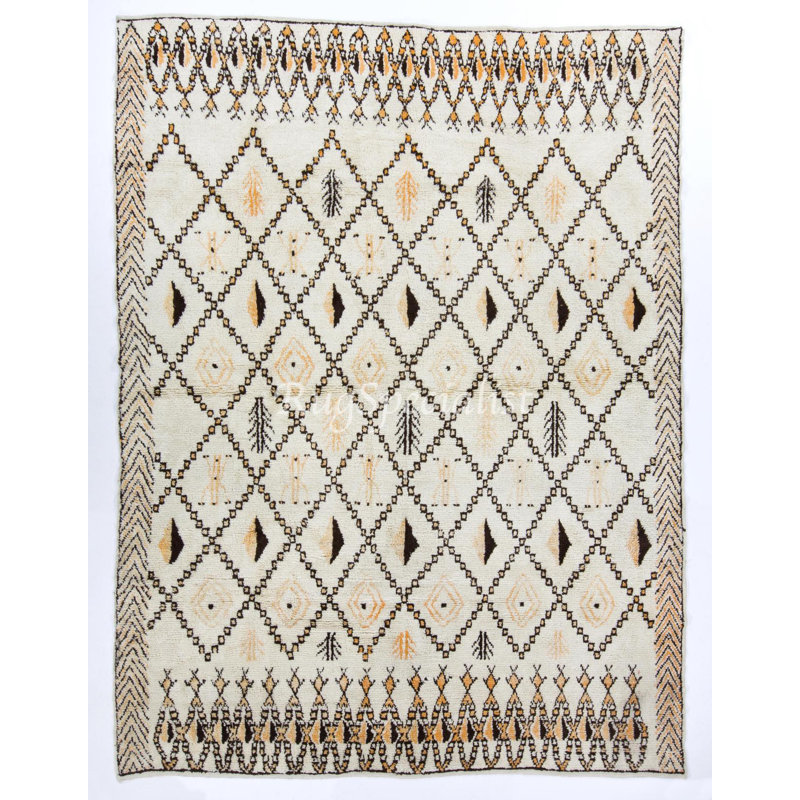 Grand tapis marocain moderne 100% laine fabriqué à la main. Options personnalisées disponibles