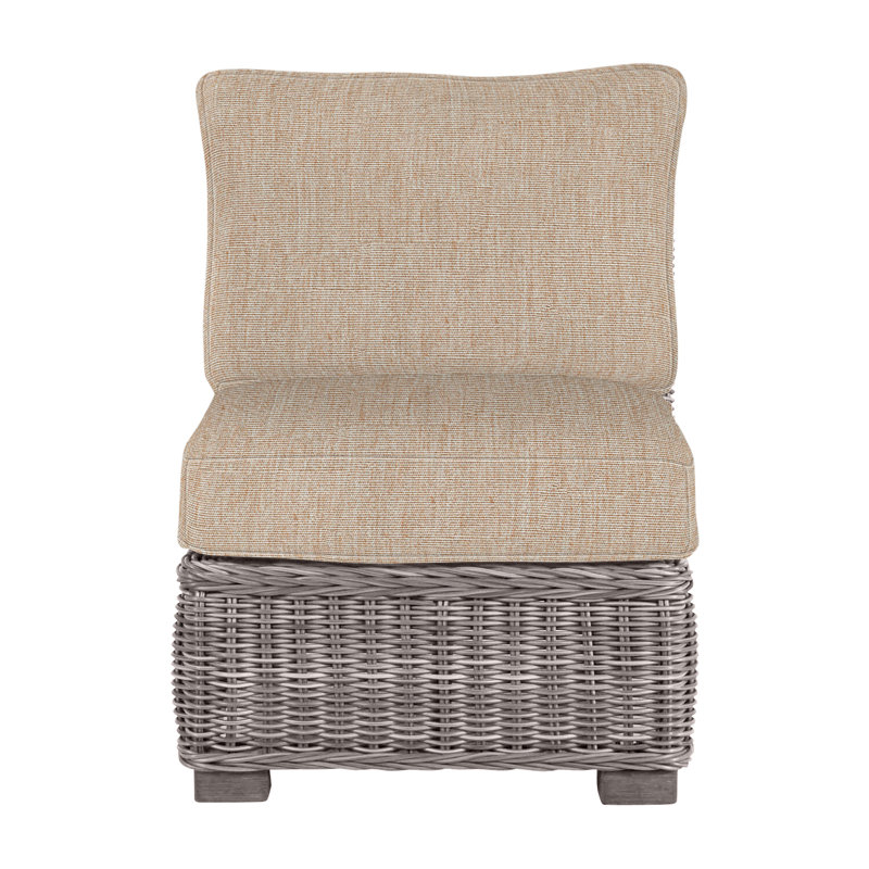 Rustic Woven Sectional Slipper Chair, No Welt, Oyster, Canvas Sand