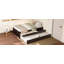 Lit plateforme simple avec lit gigogne et 2 tiroirs, fabrication en bois massif, finition espresso et multiprise intégrée-327954013-327954008