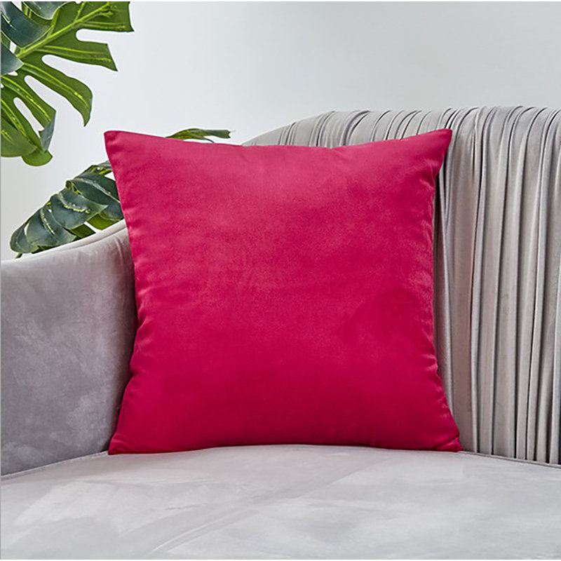 Housse de coussin carrée en polyester, 22 po x 22 po, Fushia