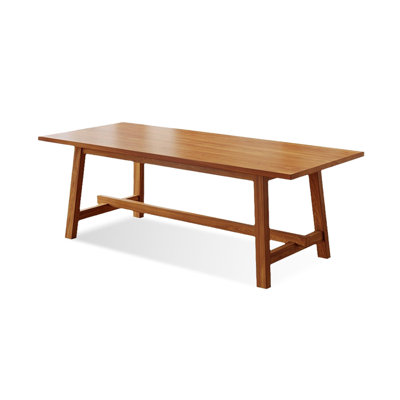 Beige Color Rectangular Solid Wood Dining Table