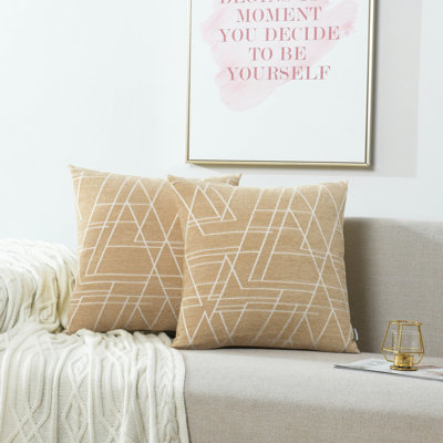 Housse de coussin en jacquard à motif géométrique en chenille moderne