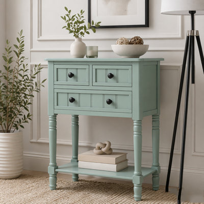 Narrow Console Table with Three Storage Drawers and Bottom Shelf