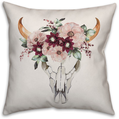  Housse de coussin Skull with Flowers