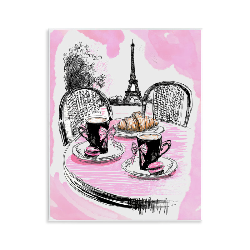 Plaque murale rose pour petit-déjeuner café parisien, design par Jess Stempel