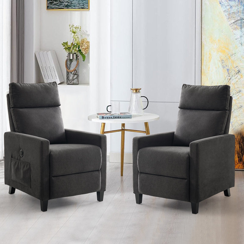 Fauteuil inclinable rembourré Searsport, Microfibre grise