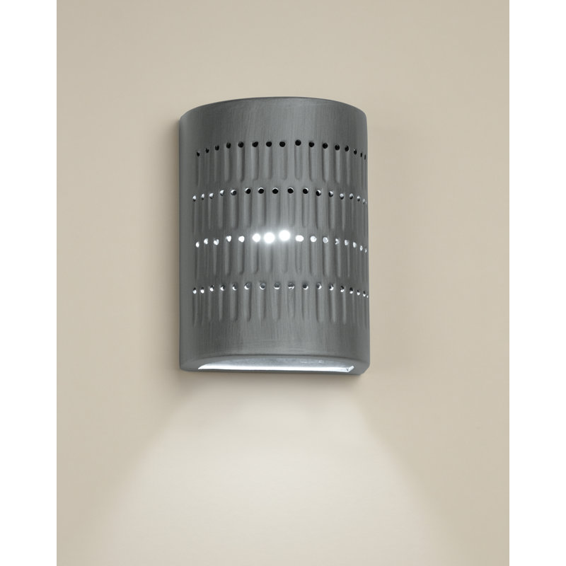 Carely Ceramic Outdoor Wall Light, LED Bulb Included, Rubbed Pewter, 8.5" H x 6.5" W x 4.5" D
