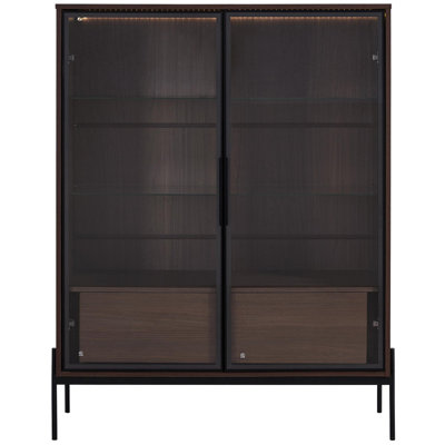 51.2" Tall Lighted Display Cabinet with Tempered Glass Door, Metal Legs, LED Curio Cabinet, Modern minimalist style, for Living Room, Office, Study