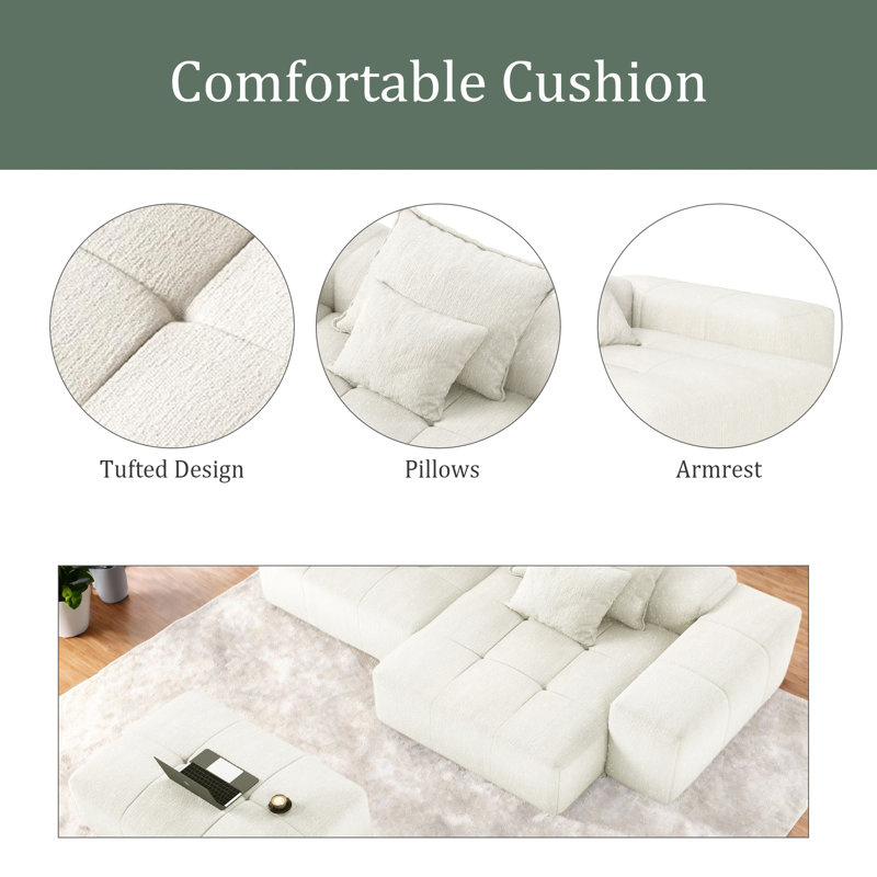 Canapé modulaire surdimensionné Modern, Chenille beige