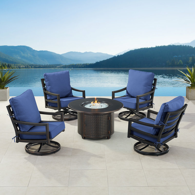 Ferrie 4 - Person Patio Conversation Set with Cushions, Blue