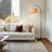 Wave Pendant 81 in. Arched LED Floor Lamp with Wicker Rattan Shade, Boho Style, Bulb Included