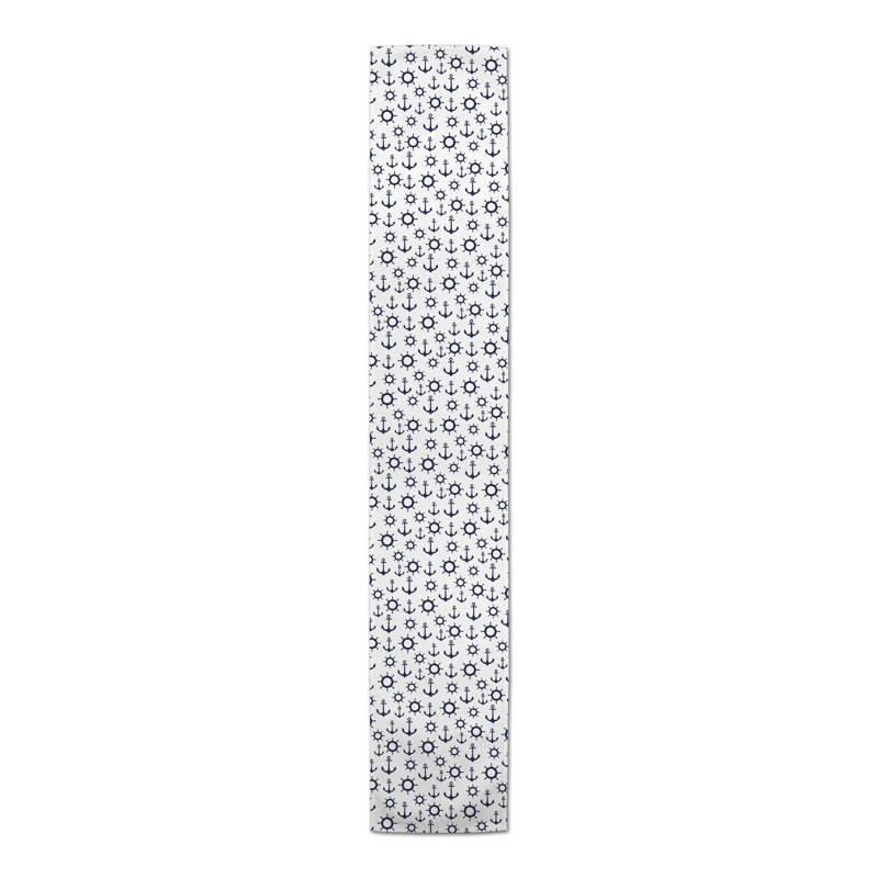Chemin de table Athos, 90 po x 16 po, Bleu marine / blanc