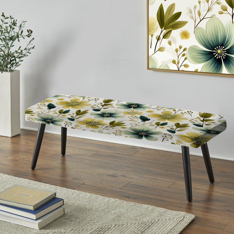 Banc rembourré Plants, Vert / Jaune
