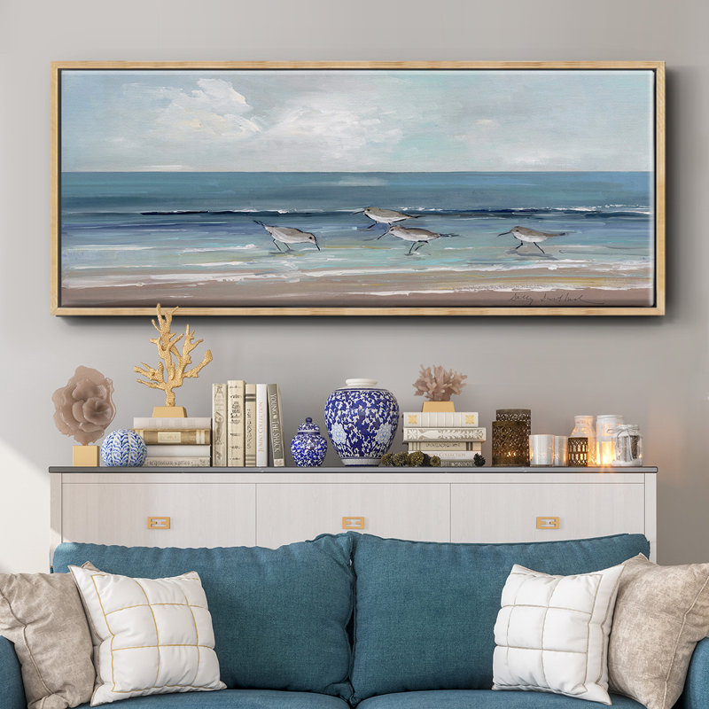 Toile encadrée de qualité supérieure Shore, H 24 po x l 60 po x P 1,5 po, Toile naturelle avec cadre flottant