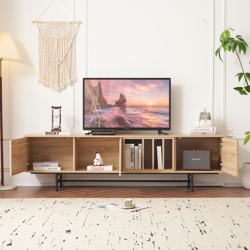 74.8" Modern Light Wood Color TV Stands & Entertainment Centers