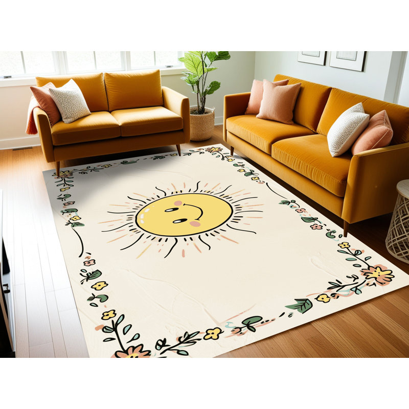 Tapis lavable pour enfant East Urban Home Sky Clouds_Sky002, Rectangulaire 7 pi x 10 pi