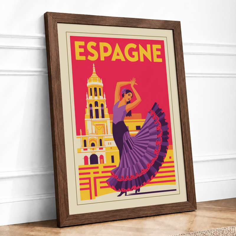 Postcard from Spain Art Deco - Framed Print, Walnut, A1 - 84.1 x 59.4 cm