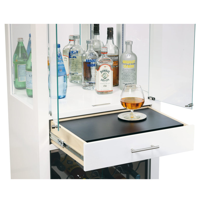 Samson Silver Wine and Bar Cabinet with Lighting, Gloss White