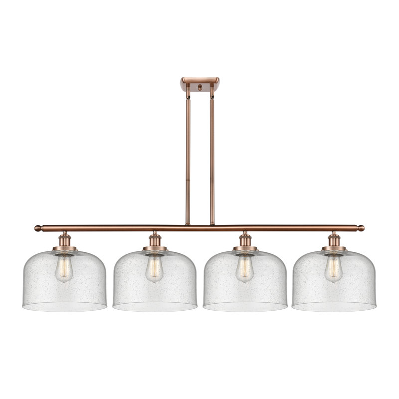 Luminaire suspendu pour îlot de cuisine 4 lumières Lattimer, Ampoule non incluse, Blanc / chrome poli, Grainé