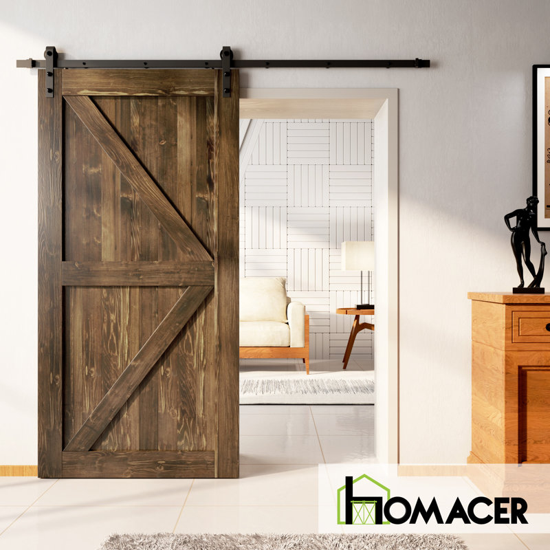 84 po de hauteur 5-en-1 Design noyer foncé couleur bois de pin massif fini / non assemblé une porte seulement, 42 po x 84 po