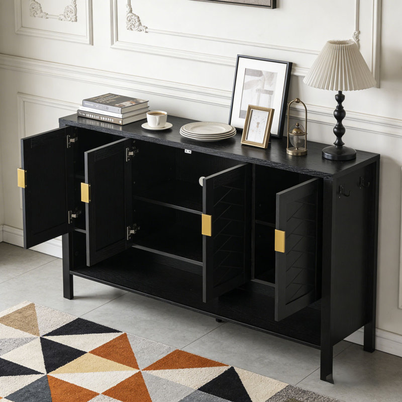 Buffet de rangement avec 4 portes, Noir