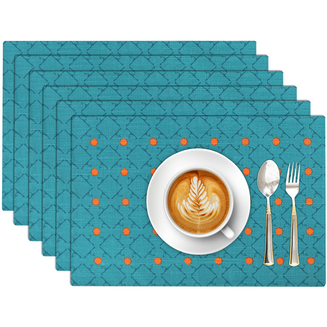Dining Table Rectangle Placemats 100% Cotton Multi Pattern 13x19 Inches (Set of 6) Ruvanti 