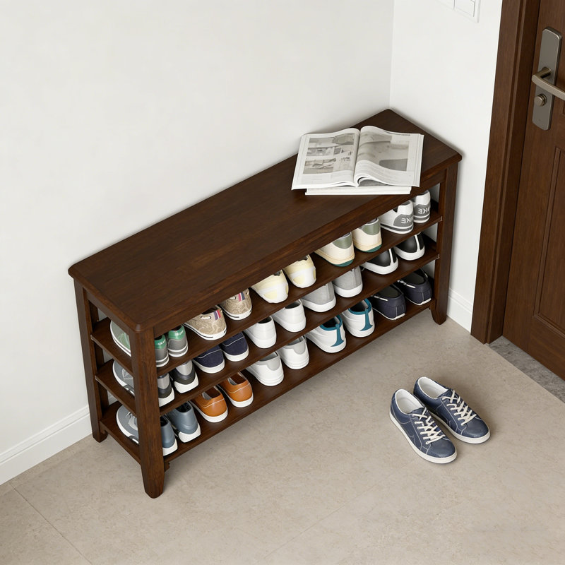 Entryway Shoe Bench With Adjustable Shelves, 20.6" H x 47.2" W x 11.8" D